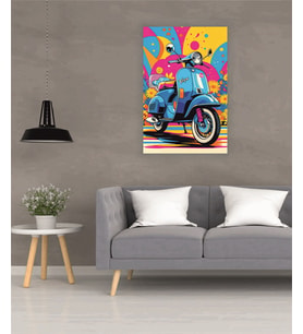 Motosiklet Scooter Temalı Cam Tablo
