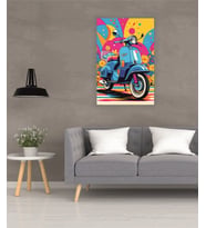Motosiklet Scooter Temalı Cam Tablo