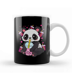 Boba Bubble Tea Panda Drinking Boba Kupa Bardak Porselen