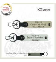 Motosiklet Maceracıları, İsim Plaka ve 0 Rh - Kan Grubu Acil Durum Anahtarlığı x2, Beyaz-S Kahve-Gr (Çok Renkli)
