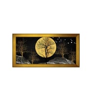 Soyut Şekiller Motifli Kanvas Tablo 50 x 70 cm Gold Çerçeve