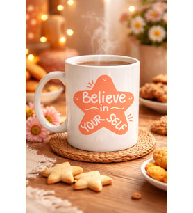 Northcity Believe in Yourself Porselen Kupa - Motivasyonlu Kahve ve Çay Bardağı, Sevdiklerine Anlamlı Hediye