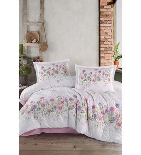 Clasy Ranforce %100 Pamuk Çift Kişilik Dört Mevsim Set Helenka V1 Pembe