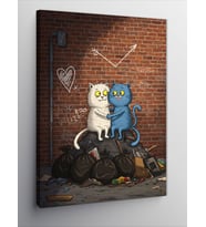 Kanvas Tablo Duvar Grafitili Kediler