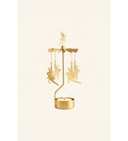 Dönen Mumluk Peri Figürlü Altın Metal Tealight Mum Tutucu Dekoratif Hediye 18 cm