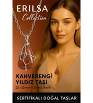 Sertifikalı Gümüş Tel Sargılı Doğal Kahverengi Yıldız Taşı Kolye – 25-30 mm Enerji ve Parıltı Taşı (Çok Renkli)