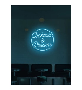 Coctails & Dreams Yazılı Neon Tabela