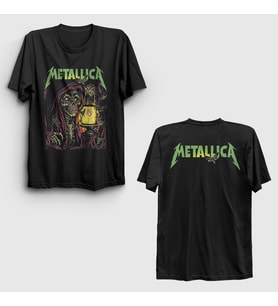 Presmono Unisex Siyah Gas Lamp Metallica Sırt Baskılı T-Shirt 516618tt