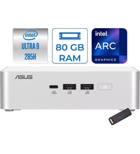 Asus NUC15 Pro+ (Plus) Intel Core Ultra 9 285H 80GB Ddr5 4tb SSD Windows 11 Home Intel® Arc™ 140T Mini Masaüstü Bilgisayar RNUC15CRSU900002H35 + Zetta Çanta