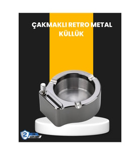 Dayanıklı Metal Yuvarlak Çakmaklı Küllük, Şık ve Kullanışlı Tasarım