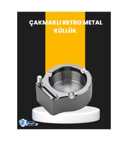 Dayanıklı Metal Yuvarlak Çakmaklı Küllük, Şık ve Kullanışlı Tasarım