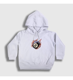 Presmono Unisex Çocuk Beyaz 8 Ball Billiards Bilardo Kapüşonlu Sweatshirt 426589tt (Beyaz)