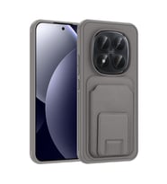 Redmi Note 15 Pro Kılıf Kartlıklı ve Deri Dokulu Şık ApexWallet Premium Kapak RYC/Bikart (Gri)