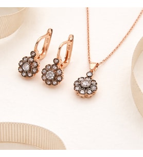 925 AYAR ROSE KAPLAMA  ELMAS MONTÜR İKİLİ GÜMÜŞ SET