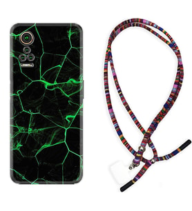 General Mobile GM 21 Pro GM 22 Pro Plus Kılıf Boyun Asklı Rasta Silikon Yeşil Şerit Mermer 1320