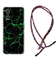 General Mobile GM 21 Pro GM 22 Pro Plus Kılıf Boyun Asklı Rasta Silikon Yeşil Şerit Mermer 1320