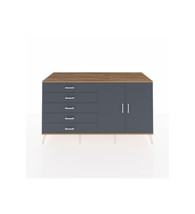 Kronos Konsol 2 Raflı 5 Çekmeceli 2 Kapaklı 176x59x99 Çam-Antrasit