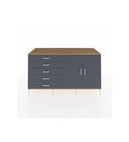 Kronos Konsol 2 Raflı 5 Çekmeceli 2 Kapaklı 176x59x99 Çam-Antrasit