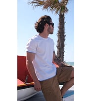 Chuba Erkek Bisiklet Yaka Kombin Detaylı Pamuklu İnce Triko T-Shirt Beyaz 23S2005