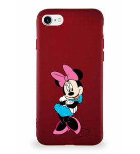 Apple iPhone SE 2022 Soft Premier Kapak Minnie Mouse-D Tasarımlı Silikon Kılıf - Mürdüm (Şeffaf)