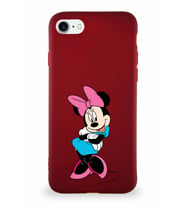 Apple iPhone SE 2022 Soft Premier Kapak Minnie Mouse-D Tasarımlı Silikon Kılıf - Mürdüm (Şeffaf)