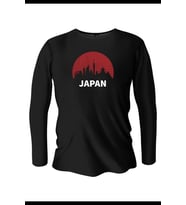 Japan Baskılı Uzun Kollu Bisiklet Yaka Erkek Siyah T-Shirt