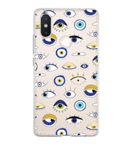 PrintiFy Xiaomi Mi 8 SE ile Uyumlu 1mm Slim Fit Nazar Boncuğu 2 Baskılı Şeffaf  Kılıf