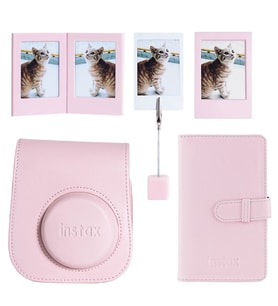 Instax mini 12 Pembe Deri Kılıf Laporta Deri Albüm ve Fotoğraf Çerçeveleri Aksesuar Seti