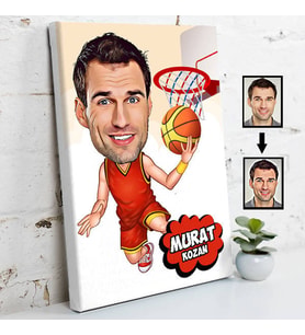 Basketbolcu Karikatürlü Kanvas Tablo