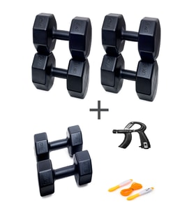 PS SPOR 3 ÇİFT DAMBIL SET 5 KG + 8 KG +10 KG + AYARLANABİLİR SAYAÇLI EL YAYI VE ATLAMA İPİ