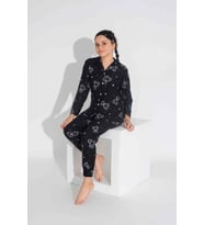 Yeni Sezon Sonbahar/Kış Kız Çocuk Ayıcık Desenli Süet Pijama Takımı 2724-9 Siyah