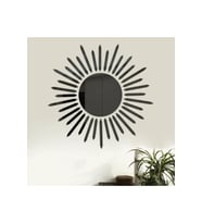 AS TASARIM LAZER GÜNEŞ002 MODEL DUVAR DEKORASYON SÜS SİYAH RENK 50 x 50 CM