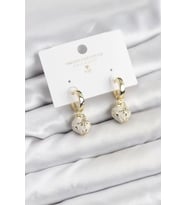 Pirinç Gold Renk Topçuk Model Mineli Halka Kadın Küpe - TJ-BKP11636