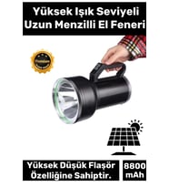 Premium 5 Modlu GT Led Taşınabilir Beyaz Işık 8800 mAh Akülü 23cm Güneş Solar Ledli Fener Aydınlatma