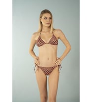 Estiva Parlak Üçgen İpli Bikini Takımı - Turuncu Desenli