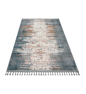 Gri Halı Soyut Motifli Modern Salon Halısı Antrasit Gri Bambu Polyester Makine Dokuma