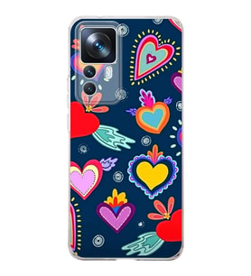 PrintiFy Xiaomi Mi 12T ile Uyumlu 1mm Slim Fit Retro Colors 3 Baskılı Şeffaf  Kılıf