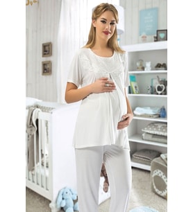 Ekru Hamile ( Lohusa ) Pijama Takımı