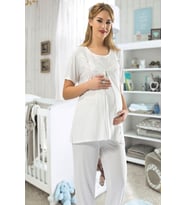 Ekru Hamile ( Lohusa ) Pijama Takımı