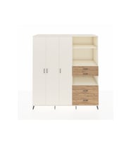 Kronos Dolap 12 Raflı 4 Çekmeceli Tek Askılı 220x59x243 Aytaşı-Aytaşı/Çam