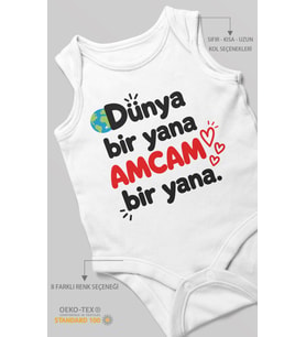 Dünya bir yana, amcam bir yana Sıfır Kollu Bebek Zıbını %100 Pamuk
