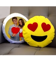 Kişiye Özel Fotoğraf BAskılı Kalp Gözlü Emoji Yastık