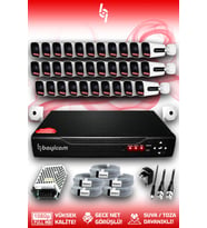 Bayicam 32 Kameralı Zebra 32 Dış Kamera Set HDD'siz 5 MP Full HD Gece Görüşlü Güvenlik Kamerası Sistemi