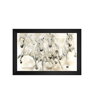 Hayvanlar Temalı Kanvas Tablo 80 x 110 cm Siyah Çerçeve