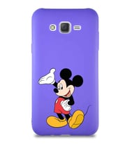 Samsung Galaxy J7 Soft Premier Kapak Mickey Mouse-C Tasarımlı Silikon Kılıf - Mor (Şeffaf)