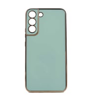 Samsung Galaxy S22 Plus Kılıf Kenarları Gold Kamera Korumalı Renkli Pastel Silikon Açık Yeşil BARK (Açık Yeşil)