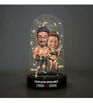 Sporcu Çiftler Karikatürlü Işıklı Fanus Biblo