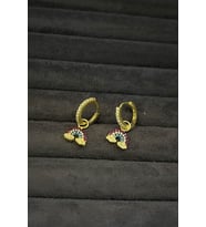 Gümüş Sallantılı gökkuşağı model çocuk küpesi (Sarı)