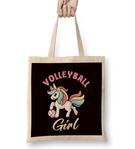 Volleyball Girl Unicorn Ball Sports Beach Volleyball Player Bez Çanta Uzun Saplı