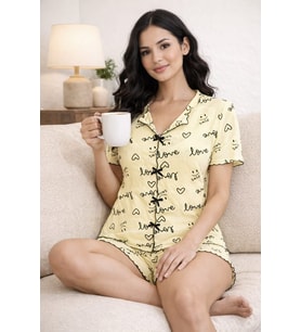 Kadın 01577 Kaşkorse Şortlu Pijama Takımı